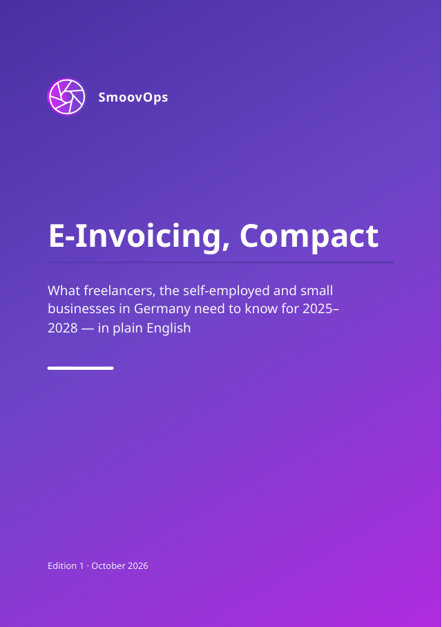Cover of the booklet “E-Invoicing, Compact” by SmoovOps